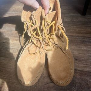 Tan Suede Moccasin Boots